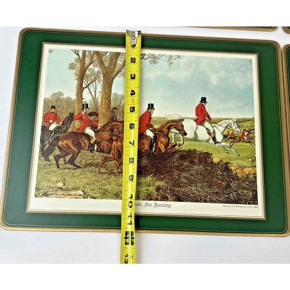 4 Fox Hunting Placemats English Countryside Equestrian Table old world manor